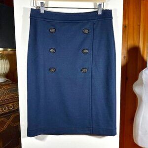 NWT - BANANA REPUBLIC Dark Navy Black Faux Wrap Nautical Skirt – 8